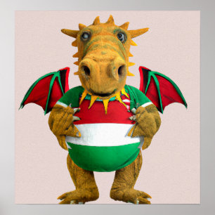Rugby Dragon - Rugby Art Print Poster