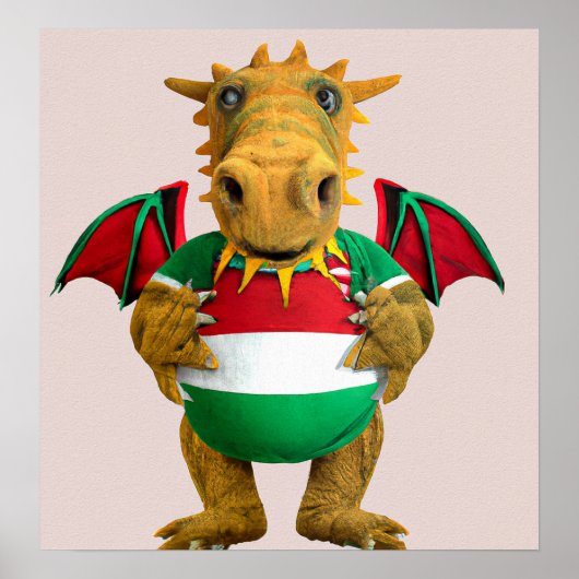 Rugby Dragon - Rugby Art Print Poster (Vorne)