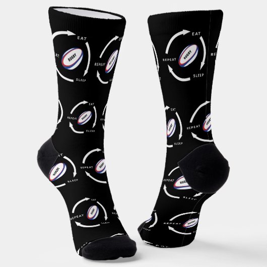 Rugby Eat Sleep Wiederholung Sportfan-Sprichwort Socken (Gewinkelt)