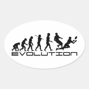 Rugby Football Evolution Art Ovaler Aufkleber