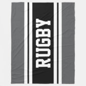 RUGBY Fun Athletic Gray Schwarz-weiß Racing Stripe Fleecedecke (Vorderseite)