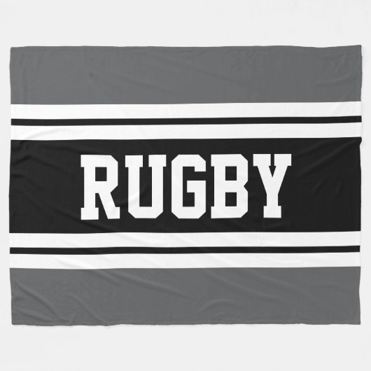 RUGBY Fun Athletic Gray Schwarz-weiß Racing Stripe Fleecedecke (Vorderseite (Horizontal))