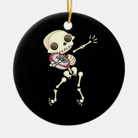 Rugby Funny Skeleton Keramik Ornament (Vorne)