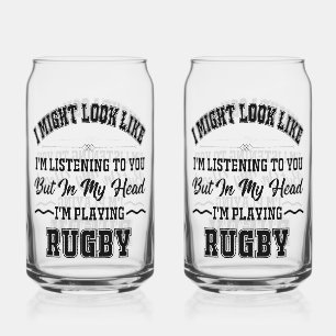 Rugby gedruckt 16oz Can Brillen spielen Dosenglas