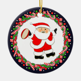 Rugby Holiday Gift Ceramic Ornament