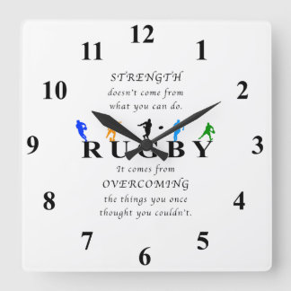 Rugby Inspirational Quote Quadratische Wanduhr