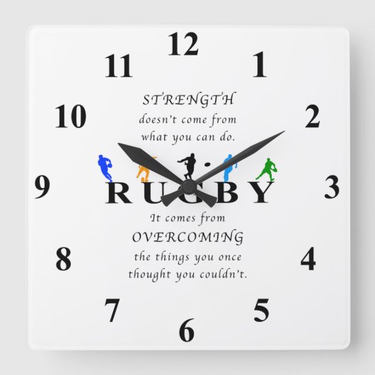Rugby Inspirational Quote Quadratische Wanduhr (Vorderseite)