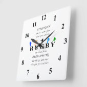 Rugby Inspirational Quote Quadratische Wanduhr (Winkel)