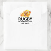 Rugby. Kein Helm. Keine Pads. Nur Balls. Ovaler Aufkleber (Tasche)