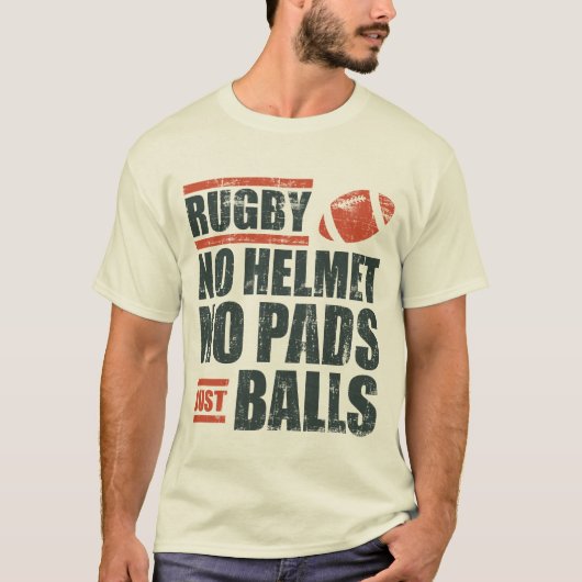 Rugby kein Sturzhelm keine Auflage-gerade Bälle T-Shirt (Vorderseite)