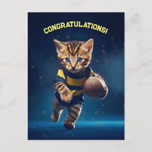 Rugby Kitten Postkarte (Vorderseite)