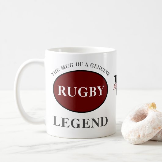 Rugby Legend Monogram Fügen Sie Ihren Namen zum Ge Kaffeetasse (Mit Donut)