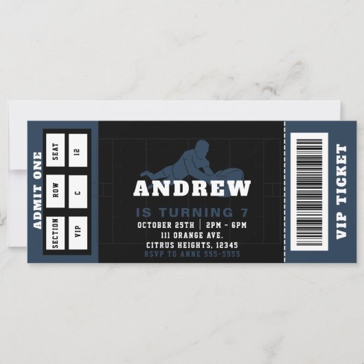Rugby Liga Ticket Geburtstagsparty Einladung (Vorderseite)
