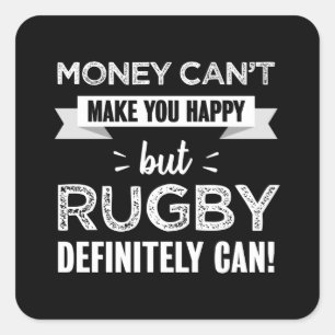 Rugby macht dich glücklich Funny Gift Quadratischer Aufkleber