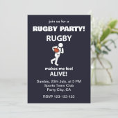 Rugby macht Me Feel Alive Rugby Party Einladung (Stehend Vorderseite)