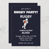 Rugby macht Me Feel Alive Rugby Party Einladung (Vorne/Hinten)
