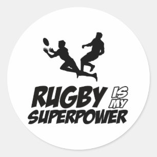Rugby mein Super-Power Runder Aufkleber