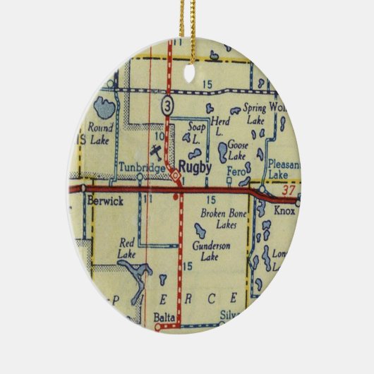 Rugby ND Map Keramik Ornament (Rechts)