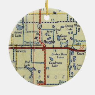 Rugby ND Map Keramik Ornament