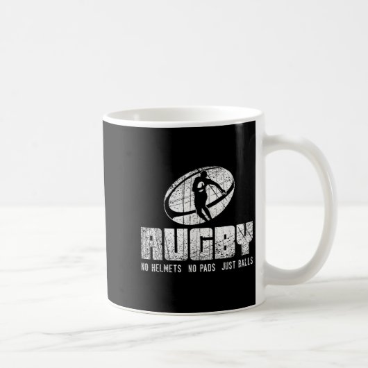Rugby No Helmet No Pads Just Shirt - Funny Rugby Q Kaffeetasse (Rechts)