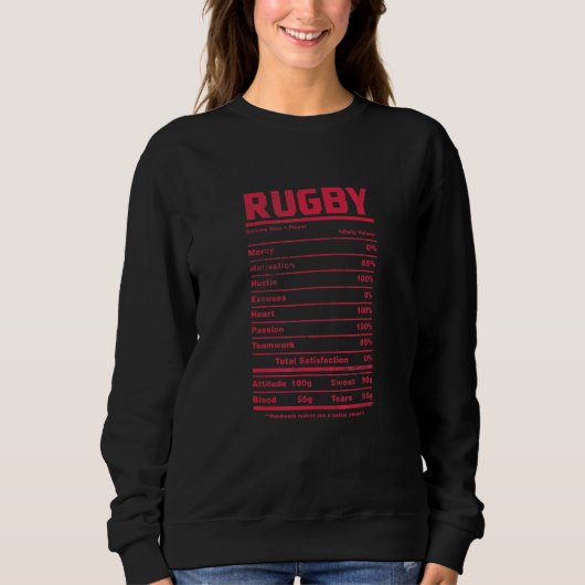 Rugby Nutrition Facts Rugger Players Sport Team Di Sweatshirt (Vorderseite)