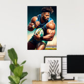 Rugby Player Art Print Poster (Heimbüro)