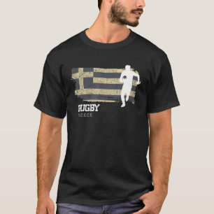 Rugby Player Greece Flag Sports Ball Rugby T-Shirt