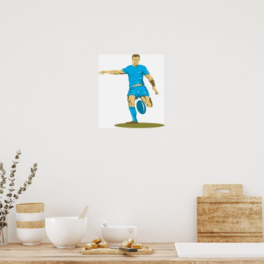 Rugby Player Kicking Ball Athletic Sports Poster (Küche)