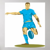 Rugby Player Kicking Ball Athletic Sports Poster (Vorne)