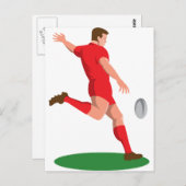 Rugby Player Kicking Postkarte (Vorne/Hinten)