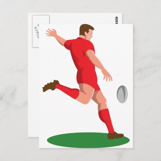 Rugby Player Kicking Postkarte (Vorne/Hinten)