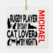 Rugby Player Lieben Cats CUSTOM Keramikornament (Rückseite)