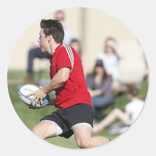 Rugby Player-Sticker Runder Aufkleber (Vorderseite)