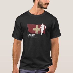 Rugby Player Switzerland Flag Sportball Rugby T-Shirt
