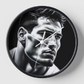Rugby Player Wall Clock mit schwarzem Holzrahmen Uhr (Vorderseite)