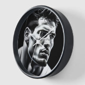 Rugby Player Wall Clock mit schwarzem Holzrahmen Uhr (Winkel)