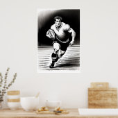 Rugby Player Zeichnend - Art Print Poster (Küche)
