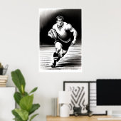 Rugby Player Zeichnend - Art Print Poster (Heimbüro)