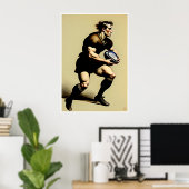 Rugby Player Zeichnend - Art Print Poster (Heimbüro)