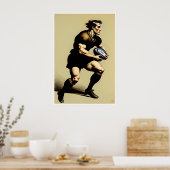 Rugby Player Zeichnend - Art Print Poster (Küche)