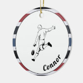 Rugby Player's Name Striped Masculine Sport Thema Keramik Ornament (Links)