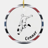 Rugby Player's Name Striped Masculine Sport Thema Keramik Ornament (Hinten)