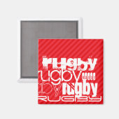 Rugby; Scarlet Red Stripes Magnet (Vorderseite/Rückseite)