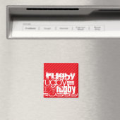 Rugby; Scarlet Red Stripes Magnet (In Situ (Geschirrspüler))