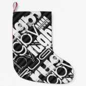 Rugby; Schwarz & Dunkelgrau Streifen Kleiner Weihnachtsstrumpf (Vorderseite)