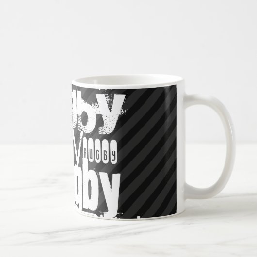 Rugby; Schwarze u. dunkelgraue Streifen Kaffeetasse (Rechts)