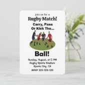 Rugby-Spiel Tragen Passen Oder Kicken Den Ball Spo Einladung (Stehend Vorderseite)