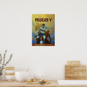Rugby-Spieler, der den Ball tritt Poster (Küche)