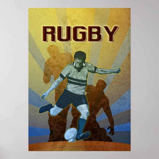 Rugby-Spieler, der den Ball tritt Poster (Vorne)