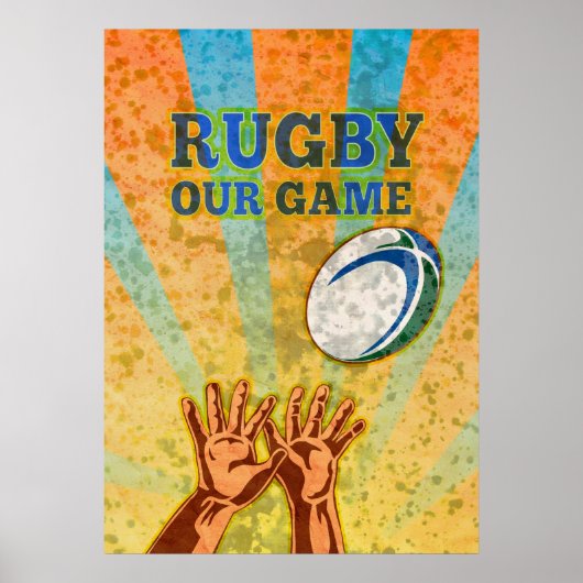Rugby-Spieler greifen Kugel Poster (Vorne)